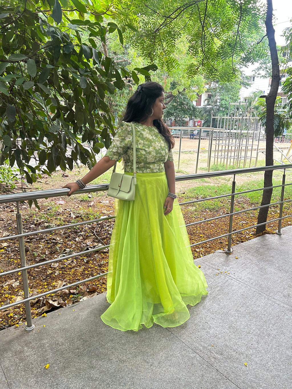 Glowy green skirt