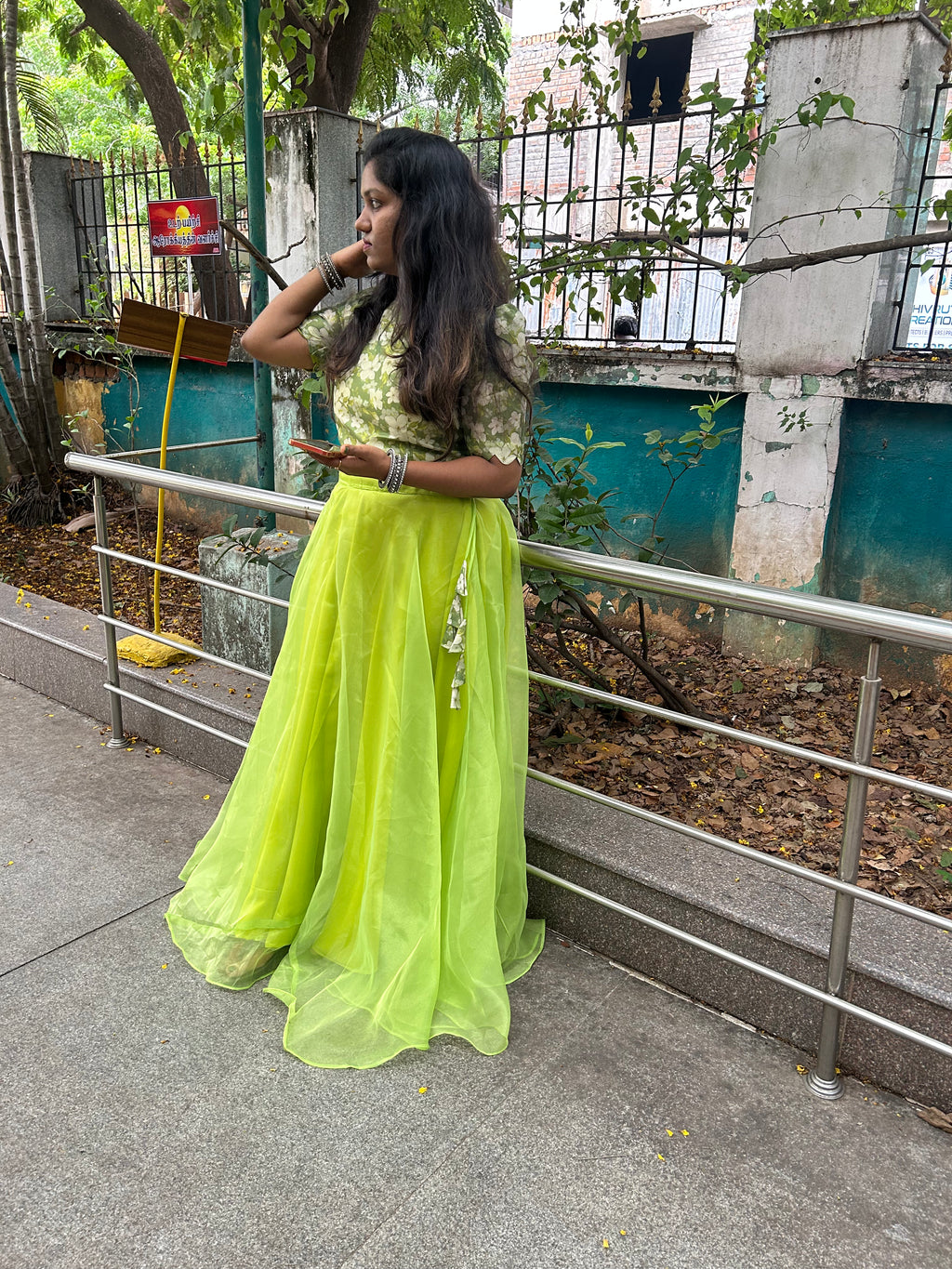 Glowy green skirt